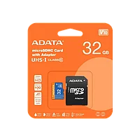 Карта памяти MicroSDHC 32Gb ADATA (W/ADAP.AUSDH32GUICL10A1-RA1), класс 10, SD-адаптер 556918