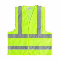 Жилет сигнальный Желтый, р-р XL 68×55см, светоотражающий, на липучках (3 класс)