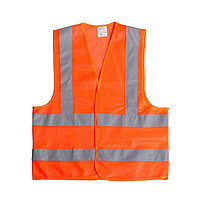 Жилет сигнальный Оранжевый, р-р L 66×56см, светоотражающий, на липучках (3 класс)