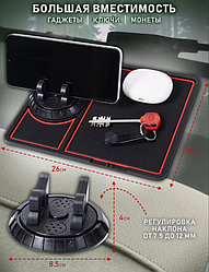 Противоскользящий коврик - держатель в автомобиль с автовизиткой и ароматизатором / Подставка для телефона