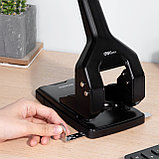 Дырокол мощный DELI EXCEED, черный, до 60 листов, с форматной линейкой, металлический, фото 4