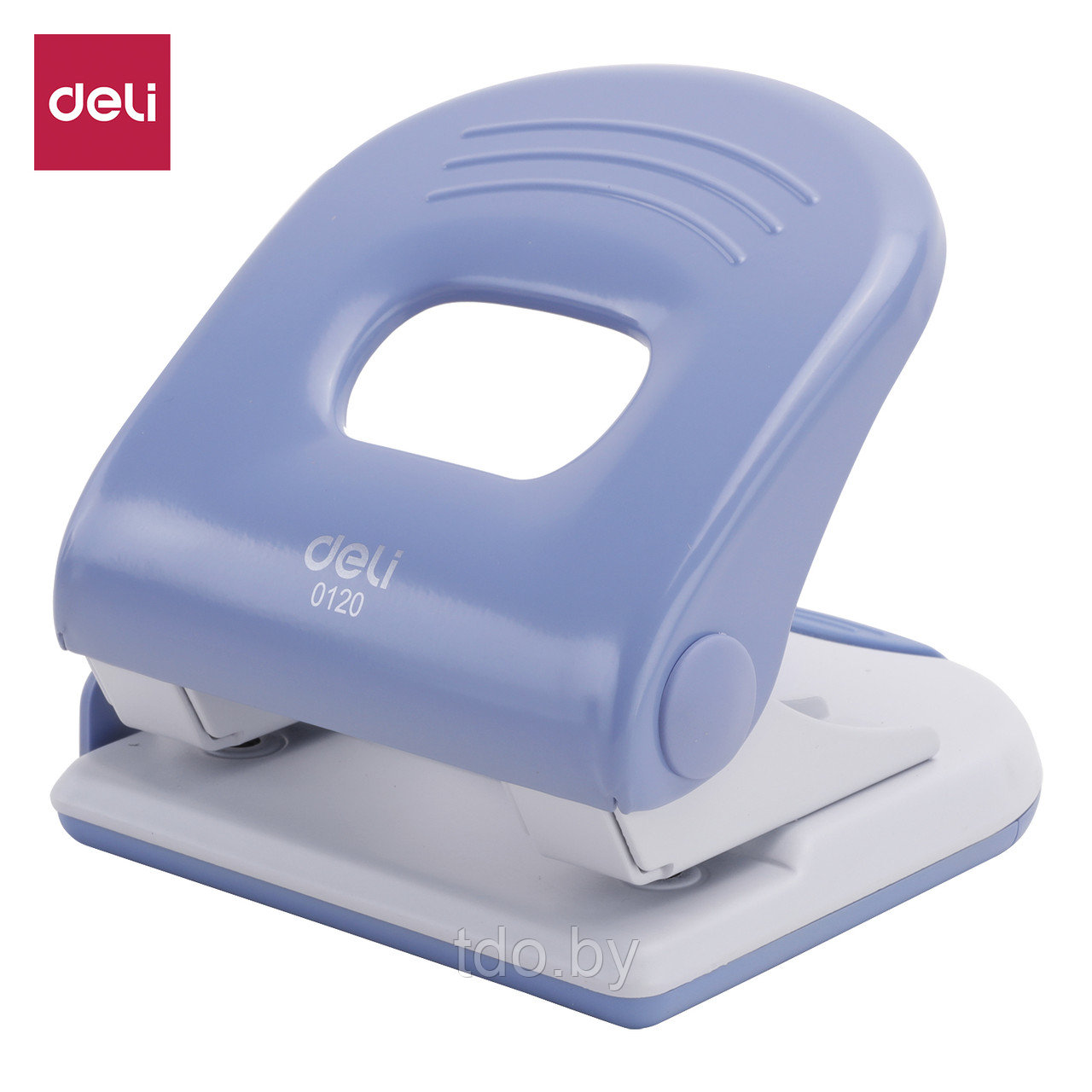 Дырокол DELI PRO, голубой, до 40 листов, с форматной линейкой, металлический