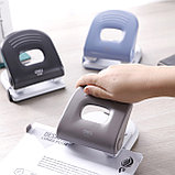 Дырокол DELI PRO, голубой, до 40 листов, с форматной линейкой, металлический, фото 4