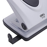 Дырокол DELI PRO, черно-белый, до 20 листов, с форматной линейкой, с фиксатором, металлический, фото 2