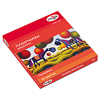 Пластилин МУЛЬТИКИ, 10 цв., 200г, со стеком картонная коробка