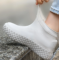 Бахилы многоразовые от дождя и грязи / Силиконовые чехлы - дождевики, Серый М