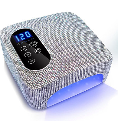 Лампа для сушки ногтей 601pro 72 Вт с аккумулятором 12000 mA, корпус в стразах, цвет - хамелеон