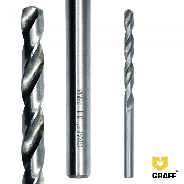 Сверло по металлу 3,4 мм Р6М5 GRAFF