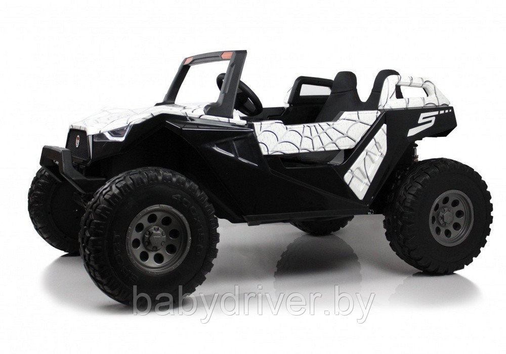 Детский электромобиль RiverToys A707AA LUX 4WD (белый Spider) Кондиционер двухместный полноприводный скорость