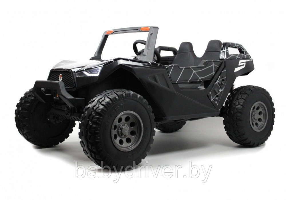 Детский электромобиль RiverToys A707AA LUX 4WD (чёрный Spider) Кондиционер двухместный полноприводный скорость