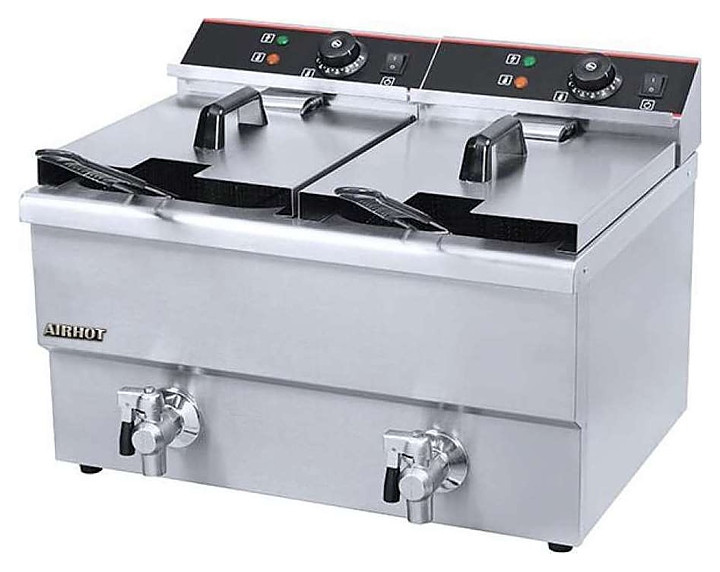 Фритюрница AIRHOT EF8T+8T с краном (545х466х402, 220В, 6,5кВт, 2 ванны - 8+8 литров)