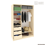 Шкаф-купе Сенатор ШК-10 (гл.650ММ.) (1,45М) классика, ДСП+ДСП, берёза / Белый КОРТЕКС, фото 2