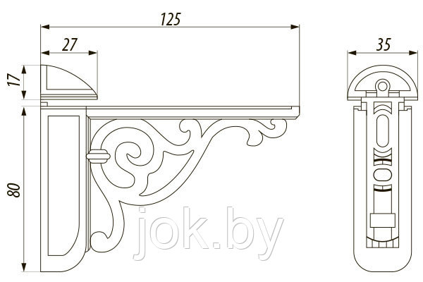 Полкодержатель цв. Золото розовое матовое L-125мм