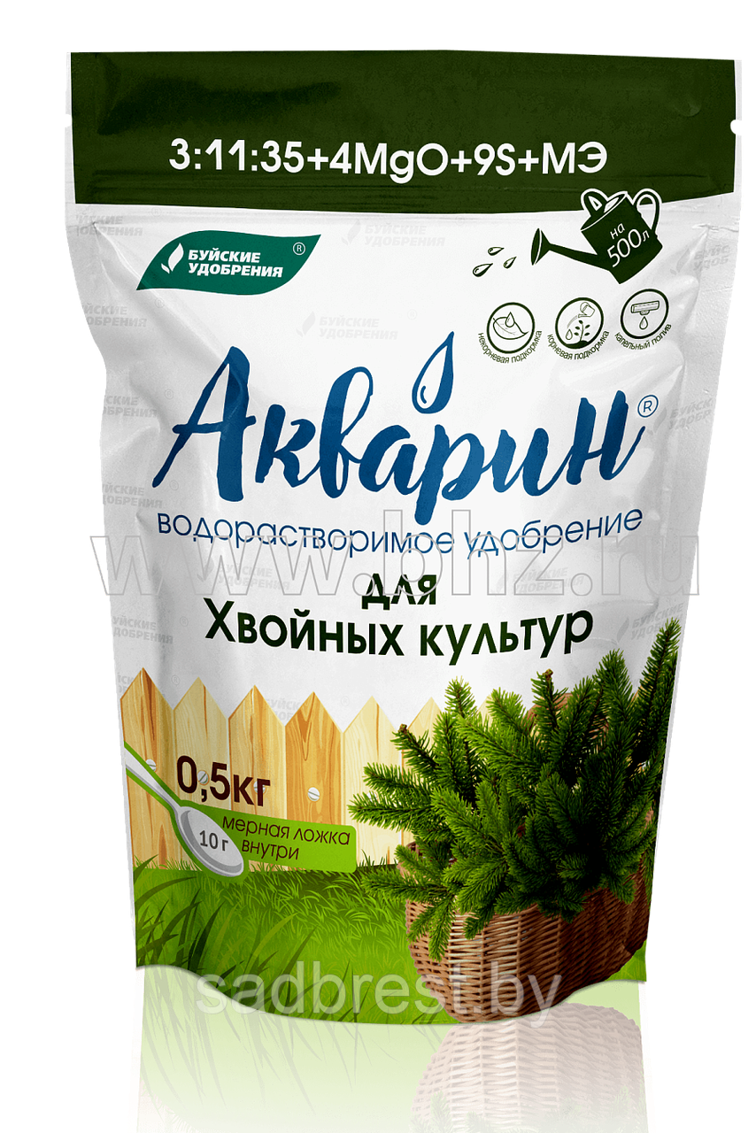 Водорастворимое удобрение для хвойных Акварин 3:11:35 4Mg (0,5 кг) БХЗ