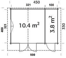 Летний дом "ЛУИЗ" 3,5х4,5 м (10,4 + 3,8 м²), фото 2