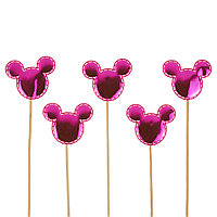 Пики топперы Мышки, фуксия, металлик, 12 см, 5 шт (арт.6232388)