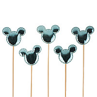 Пики топперы Мышки, голубой, металлик, 12 см, 5 шт (арт.6232389)