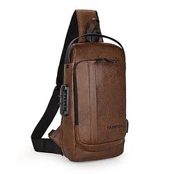 Сумка - рюкзак через плечо Fashion с кодовым замком и USB экокожа. Цвет черный и коричневый