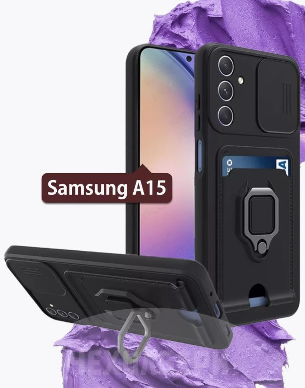 Чехол-накладка для Samsung Galaxy A15 SM-A155 (силикон) черный с защитой камеры