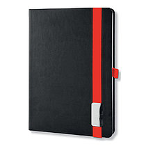 Записная книга LANYBOOK в линейку 14х20,5 TUCSON черный, красная резинка