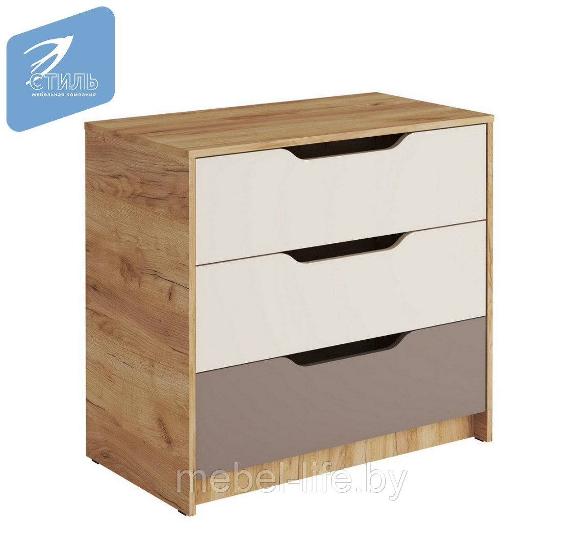 Комод RICH КМ-001 - Дуб крафт золотой/Миндаль/Глиняный серый (МК Стиль А)