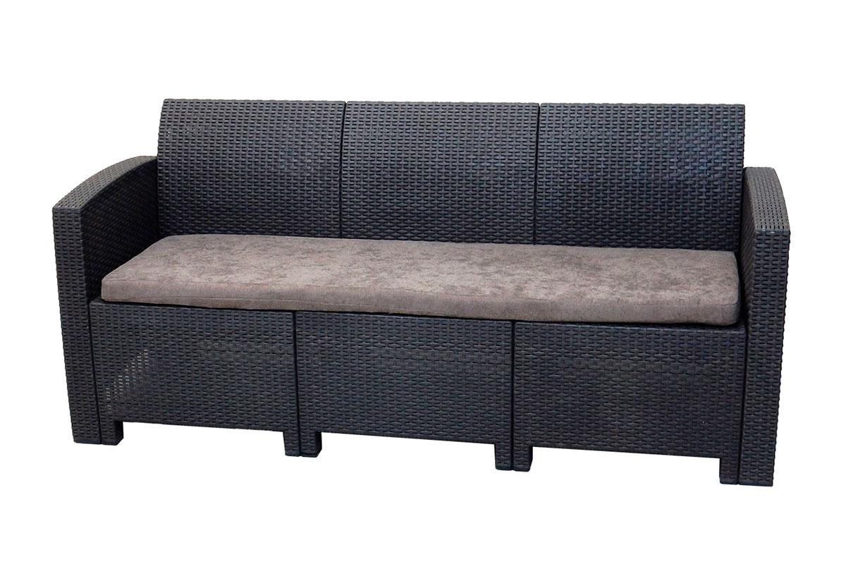 Диван трёхместный b:rattan Arizona, цвет антрацит/венге