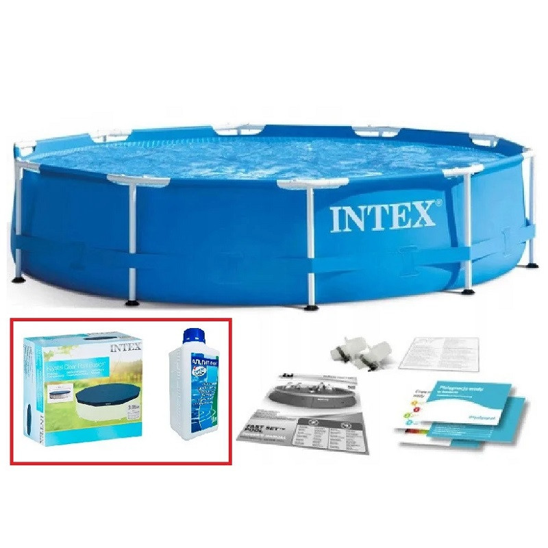 Набор!!! Каркасный бассейн Intex 305x76см, с тентом и альгитинн, арт. 28200 в наборе