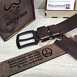 Кожаный ремень 4см BUFFALO BELTS СССР коричневый прошитый, фото 10