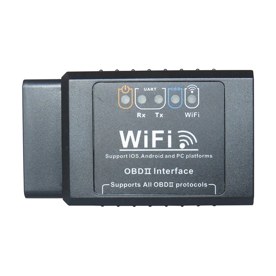 Автосканер ELM327 Wi-Fi OBD2 v1.5 - aдаптер OBDII ver1.5, с индикацией работы, черный 556883