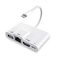Адаптер - переходник Lightning на HDMI 1080p - LAN (RJ45 до 1000Мбит/с) - USB3.0 - USB-C, белый 556318