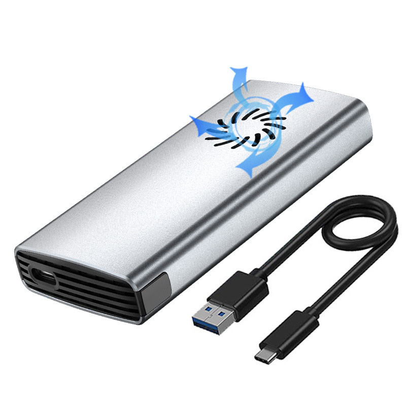 Внешний корпус - бокс для жесткого диска SSD M.2 NVMe 9210 - USB-C/USB-A с активным охлаждением, 10Gbps,