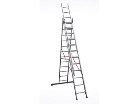 Лестница алюм. 3-х секц. 309/796/328 см 3х12 ступ. 20,2кг NV3230 Новая Высота, фото 2
