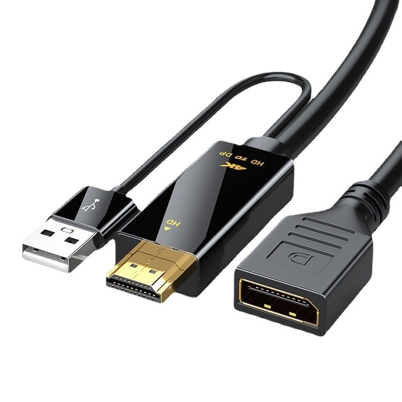 Кабель HDMI - DisplayPort - USB, UltraHD 4K, папа-мама, 17см, черный 556903