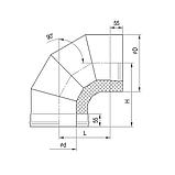 Сэндвич-колено (отвод)  Ferrum 90° Д.180х280 мм (AISI 430/0,8мм) нержавеющая сталь, фото 2
