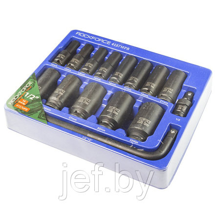 Набор головок ударных 1/2" 15 предметов ROCKFORCE RF-4157MPB, фото 2