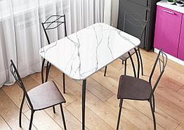 Стол кухонный прямоугольный - Мрамор светлый (Опора чёрная)