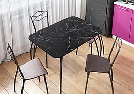 Стол кухонный прямоугольный - Мрамор тёмный (Опора чёрная)