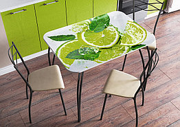 Стол кухонный прямоугольный - Лайм (Опора чёрная)