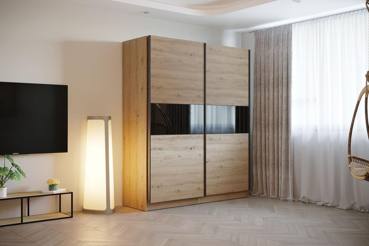 Шкаф-купе Марвин-3 СТЛ. 532.04 - Дуб дикий / Чёрный глянец / Софт Тач Чёрный (Столлайн)