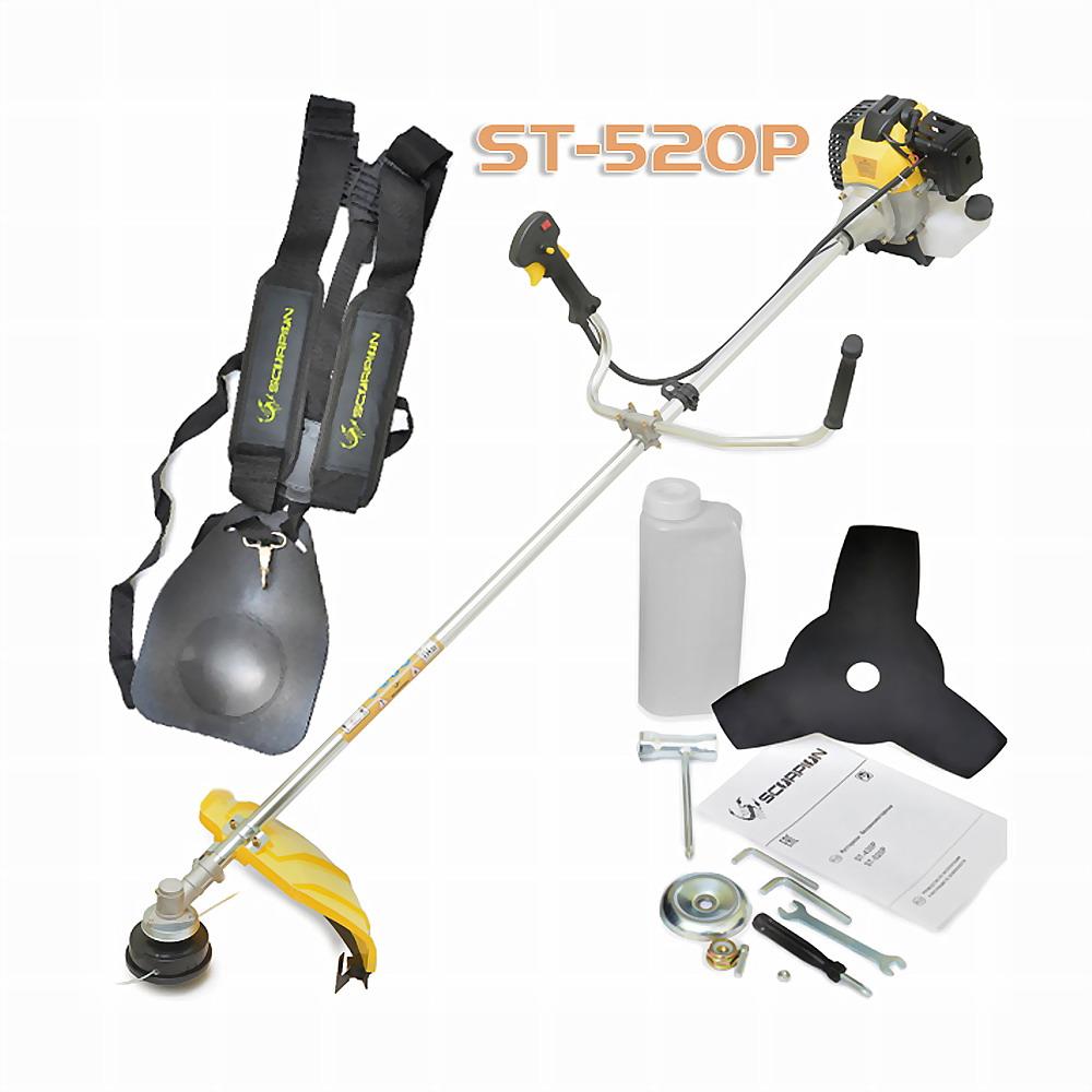 Триммер бензиновый SCORPION ST-520P, 2600 Вт/3,6 лс, 52 см.куб, ранцевый ремень, лёгкий стартер, катушка