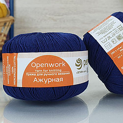 Пряжа Пехорка Ажурная цвет 04 т синий