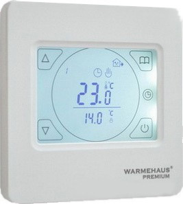 Программируемый терморегулятор теплого пола Warmehaus TouchScreen, белый