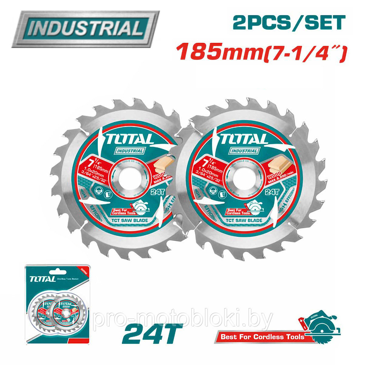 Диск пильный 185x20 мм 24 зубьев TOTAL TAC2331853 (2шт)