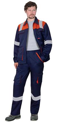 Костюм СИРИУС-БИЛДЕР куртка, брюки темно-синий с оранжевым, фото 2