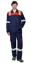 Костюм СИРИУС-БИЛДЕР куртка, брюки темно-синий с оранжевым, фото 2