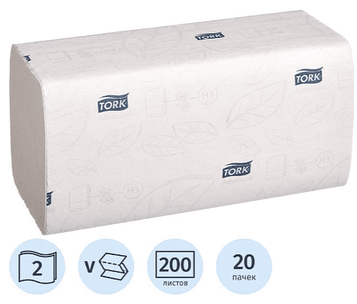 Полотенца бумажные "Tork Advanced" листовые сложения ZZ, 200 шт, H3 (290184).ЦЕНА БЕЗ НДС.