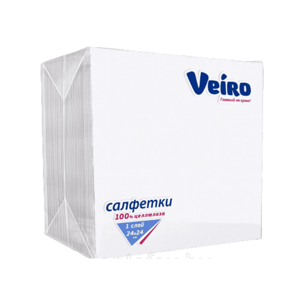 Салфетки бумажные Veiro 100 шт., однослойные, 100% целлюлоза, размер 24*24 см., ЦЕНА БЕЗ УЧЕТА НДС 20%