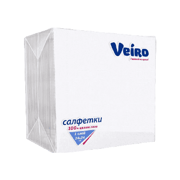 Салфетки бумажные Veiro 100 шт., однослойные, 100% целлюлоза, размер 24*24 см., ЦЕНА БЕЗ УЧЕТА НДС 20%