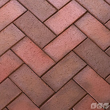 Клинкер тротуарный (брусчатка)  "Ноттингем" красный флэш 200х100х50 мм