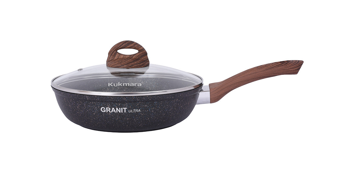 Сковорода 24см со стеклянной крышкой, "Granit Ultra" (Blue) Kukmara (Россия) сгг241а